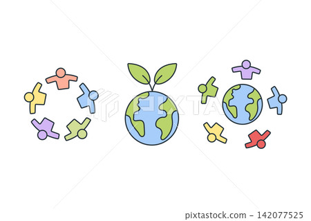 Global impact unites planet Earth people community leaves growth sustainability environment 142077525