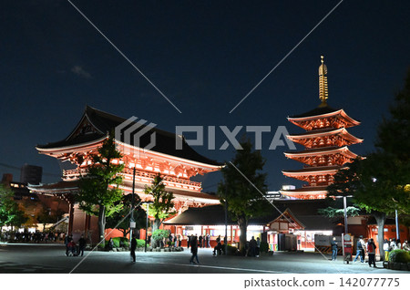 Tokyo night view, Asakusa Temple (a famous Tokyo landmark) Tokyo night view, Asakusa Temple (a famous Tokyo landmark) 142077775