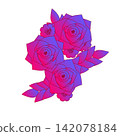Magic gradient roses. Girls tattoo, sticker. Vector illustration in deep vibrant colors 142078184