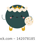 Cute tiny character. Positive little creature with Cheerful smile on face. Abstract Kawaii green monster 142078185