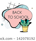 Back to school abstract banner with geometric shapes and plant 142078192