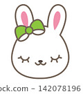 Cute rabbit with bow. Bunny face in kawaii style. Vector clip art 142078196