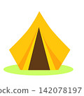 Yellow camping tent. Isolated vector icon for touristic and hike design 142078197