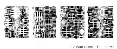 Modern digital pixel square ball sphere abstract design set 142078262