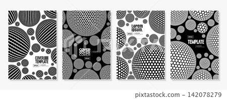 Set of hexagon honeycomb halftone sphere cover background Set of hexagon honeycomb halftone sphere cover background 142078279