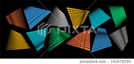 Set of modern colorful digital pixel perspective layer design 142078294