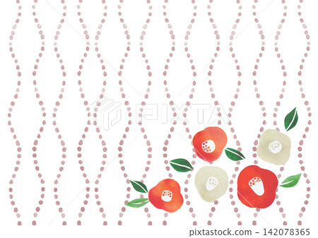 山茶花背景的水彩插圖 山茶花背景的水彩插圖 142078365