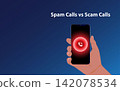 Hand holding smartphone with unknown callers. next to it there is free space for text. 142078534
