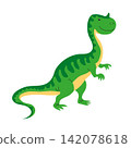 Cute Green Dinosaur Cartoon Character Vector Illustration 142078618