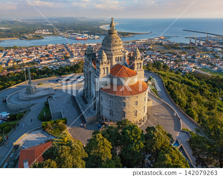 Santa Luzia Sanctuary aerial sunset view in Viana do Castelo, Portugal Santa Luzia Sanctuary aerial sunset view in Viana do Castelo, Portugal 142079263
