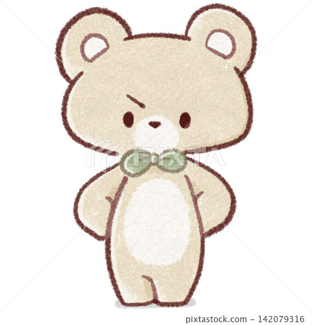 A bear with an angry face and gestures A bear with an angry face and gestures 142079316