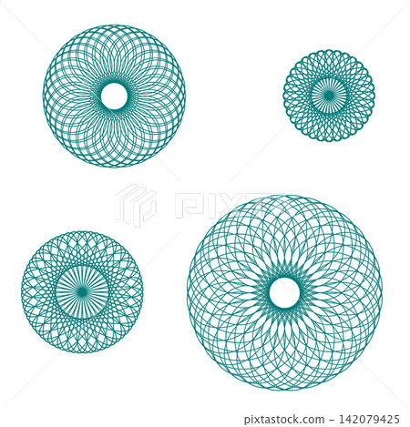 蕾絲狀圓形幾何圖案(藍綠色,4 片) 蕾絲狀圓形幾何圖案(藍綠色,4 片) 142079425