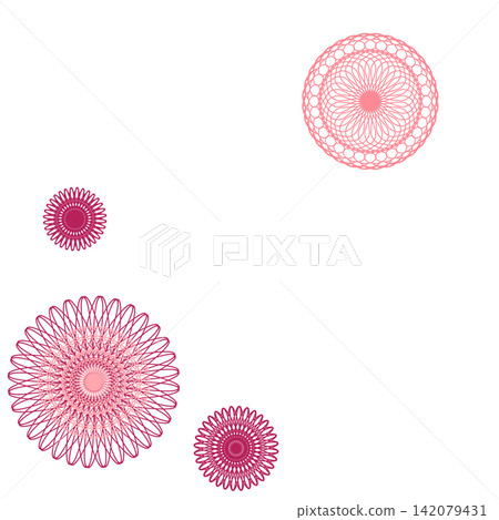 Lace-like circular geometric pattern (4 pieces in two colors: rose red and pink) 142079431