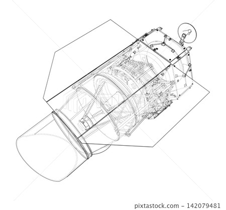 telescope blueprint design. Vector 142079481
