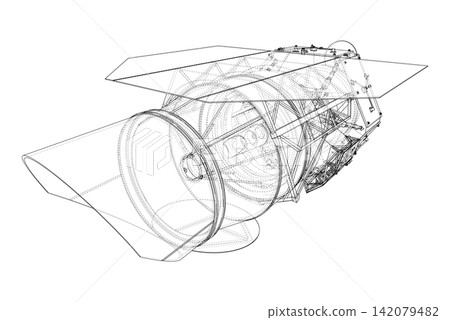 wireframe telescope design. Vector wireframe telescope design. Vector 142079482