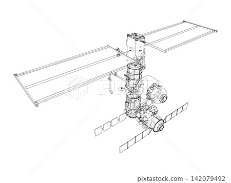 detailed illustration of a space station design detailed illustration of a space station design 142079492