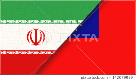 Double flag of Iran and Taiwan on fabric texture. Flag of Iran and Taiwan Double flag of Iran and Taiwan on fabric texture. Flag of Iran and Taiwan 142079959
