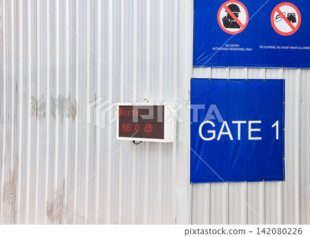 screen for Noise level meter at Entrance of construction site. screen for Noise level meter at Entrance of construction site. 142080226