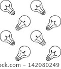 Black and white repeatable pattern of classic electric bulb. Hand-drawn doodle sketch for wallpaper and advertising posters 142080249