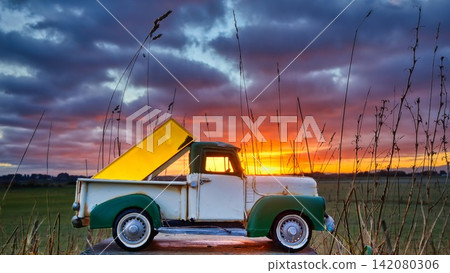 Block of Gold Sunrise Pickup Truck Block of Gold Sunrise Pickup Truck 142080306