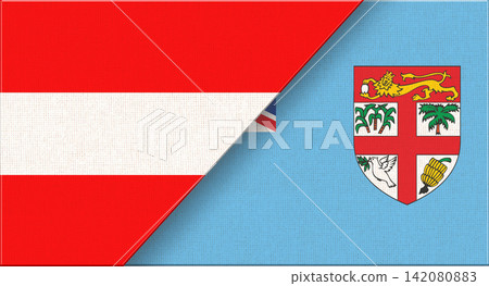 Double flag of Austria and Fiji on fabric texture. Flag of Austria and Fiji Double flag of Austria and Fiji on fabric texture. Flag of Austria and Fiji 142080883