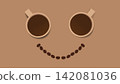 Coffee smile illustration. A big smile symbol made of coffee mugs and coffee beans illustration 142081036