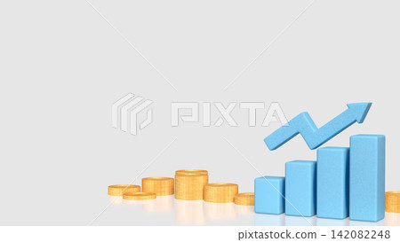 Rising Financial Growth Chart with Golden Coins and Upward Arrow 3d render. Rising Financial Growth Chart with Golden Coins and Upward Arrow 3d render. 142082248