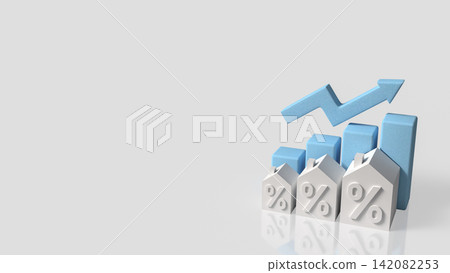 Rising Mortgage Rates and Housing Market Growth Concept 3d render. Rising Mortgage Rates and Housing Market Growth Concept 3d render. 142082253