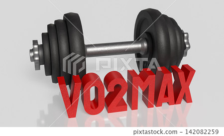 VO2 Max Endurance Training Concept with Heavy Dumbbell 3d render. VO2 Max Endurance Training Concept with Heavy Dumbbell 3d render. 142082259