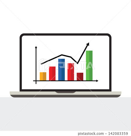 Business Analytics Dashboard on Laptop Screen with Growth Chart and Data Insights Business Analytics Dashboard on Laptop Screen with Growth Chart and Data Insights 142083359