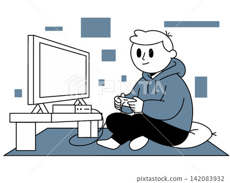 在房間裡閒暇時玩遊戲的人 在房間裡閒暇時玩遊戲的人 142083932