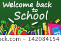 Back to school banner with blackboard and pencils 142084154