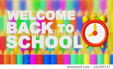 Back to School 3D Render with Alarm Clock 142084157