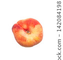Single whole donut peach top view isolated on white background 142084198