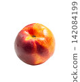 Single ripe whole nectarine top view isolated on white background 142084199