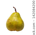 Single ripe organic green pear isolated on pure white background 142084200