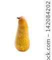 Whole ripe textured brown bosc pear isolated on pure white 142084202