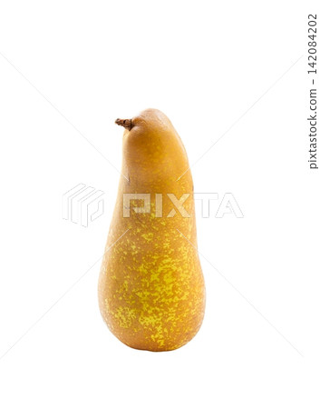 Whole ripe textured brown bosc pear isolated on pure white Whole ripe textured brown bosc pear isolated on pure white 142084202