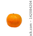 Single whole tangerine with textured peel isolated on white background 142084204