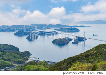 View of the Kurushima Strait from Kirosan Observation Park View of the Kurushima Strait from Kirosan Observation Park 142084907