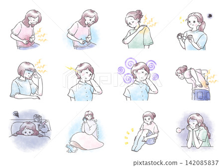 女性身體狀況的插圖集 142085837