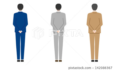 A set of photos showing a businessman from behind: full body, suit, hands clasped. A set of photos showing a businessman from behind: full body, suit, hands clasped. 142086367