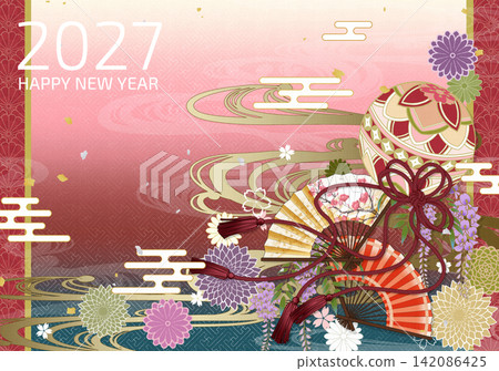 日式現代新年賀卡模板 日式現代新年賀卡模板 142086425