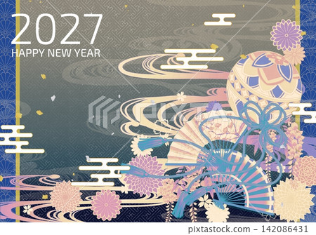 日式現代新年賀卡模板 日式現代新年賀卡模板 142086431