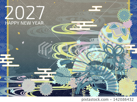 日式現代新年賀卡模板 日式現代新年賀卡模板 142086432