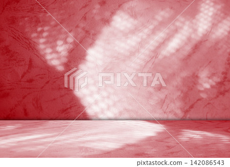 Background red wall dark table studio room empty bar podium shadow abstract floor cement mockup overlay leaf backdrop minimal product cosmetic presentation, loft happy new year, gradient pastel. Background red wall dark table studio room empty bar podium shadow abstract floor cement mockup overlay leaf backdrop minimal product cosmetic presentation, loft happy new year, gradient pastel. 142086543
