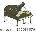 Illustration of petals and grand piano 142086679