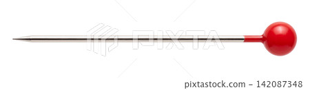Isolated red sewing pin element 142087348