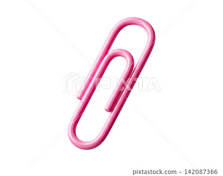 Isolated pink paperclip element Isolated pink paperclip element 142087366