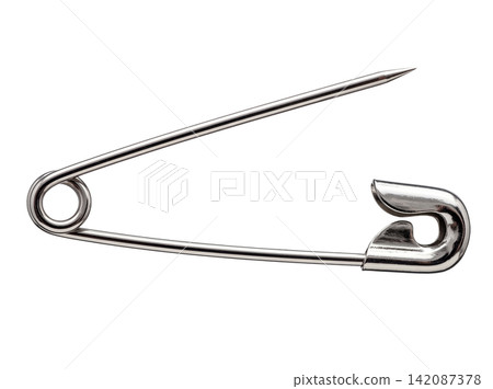 Opened safety pin steel element Opened safety pin steel element 142087378